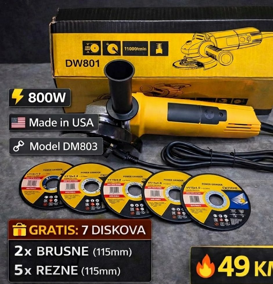 Ugaona Brusilica DM801 800W + Set od 7 ploča