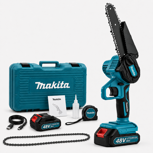 Mini AKU Motorna Pila 48V – Bežična Električna Pila sa 2 Lanca | 1 ili 2 Baterije