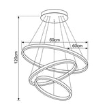 LED Luster sa 3 Prstena – Podesiva Boja Svjetlosti | Bijeli, Crni i Zlatni