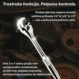 GIDORA 3u1 Račna 1/2", 3/8" i 1/4" – 72 Zuba, CR-V Čelik, 200 mm gedora