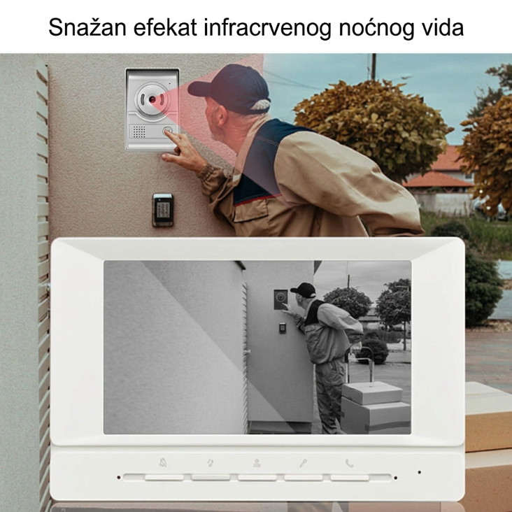 Video Interfon sa 7" Monitorom – Vodootporni Video Interfon sa Noćnim Vidom i Otključavanjem Vrata