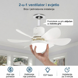 Ventilator sa LED rasvjetom 30W E27 – 3 brzine i 3 moda svjetla