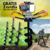 Motorni bušač rupa 3.8 KS + 3 GRATIS svrdla (10, 15 i 20 cm)